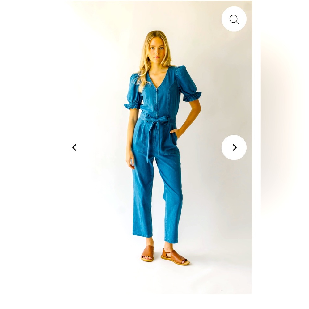The Roxand Puff Sleeve Jumpsuit in Denim